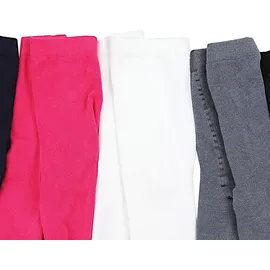 TupTam Strumpfhose Mädchen Bunt Gemustert 6er Pack – Warme Strickstrumpfhosen für Herbst und Winter, Farbe: Schwarz 2x dunkelblau weiß grau pink), Größe: 128-134 - 128-134