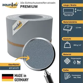 zaunzu® Sichtschutzstreifen 2,55 m Fenstergrau PP 10 St.