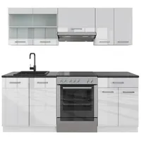 Vicco R-Line, Weiß Hochglanz/Weiß, 200 cm ohne Arbeitsplatte