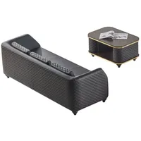 JVmoebel Wohnzimmer-Set Sofa Set Leder 3-Sitzer Holz Couchtisch Schwarz Braun Modern Leder, (Wohnzimmer-Set 2tlg (3-Sitzer + Couchtisch), Made in Europa schwarz