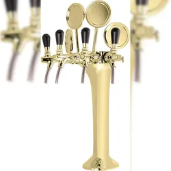 Schanksäule Gold 4-leitig, elegant, `Topp-Qualität!` (Paketpreis)