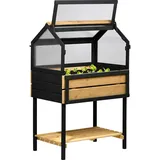Dobar dobar® Großes Hochbeet mit Frühbeet-Aufsatz - Anzuchtbeet aus Kiefernholz Gr. L - Gemüsebeet Kräuterbeet - 76 x 48 x 118 cm - Anthrazit Natur
