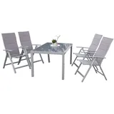 gardenson Gartenmöbel Set 5-tlg. Taviano Metall/Glas/Textil