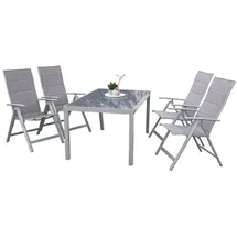 gardenson Gartenmöbel Set 5-tlg. Taviano Metall/Glas/Textil