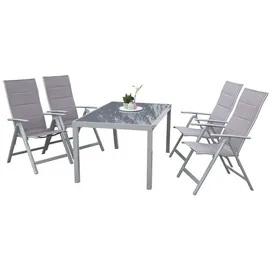 gardenson Gartenmöbel Set 5-tlg. Taviano Metall/Glas/Textil