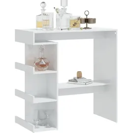 vidaXL Bartisch mit Regal 100 x 50 x 101,5 cm Hochglanz-Weiß