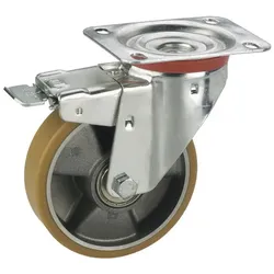 DÖRNER + HELMER Lenkrolle Polyurethan/Alufelge mit Feststeller - 125 mm