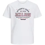 JACK & JONES Jungen T-Shirt JJELOGO Tee SS O-Neck 2 COL S NOOS JNR, White/Print:Navy Blazer + True Red,152