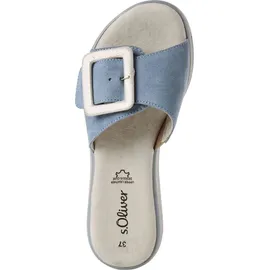 s.Oliver Damen Pantoletten aus Leder mit Schnalle, Blau (Soft Blue), 38 EU - 38 EU