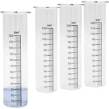 Spetebo Regenmesser Ersatzglas mit Skala - 4er Set - Niederschlagsmesser für Wetterstationen - Wassermengenmesser Zylinder Ersatz Messglas Glaszylinder Wetterstationzubehör