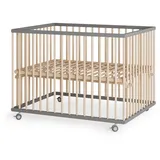 sämann – make a difference. Laufgitter, Grau, Natur, Holz, Echtholz,Buche, 100x74x75 cm, Babymöbel, Laufstall Baby
