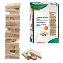 Alert Stapel Turm Wackelturm Spiel Stapelspiel Holz groß Holz 60 Bausteine Netz