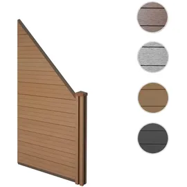 Mendler WPC-Sichtschutz Sarthe, Windschutz Zaun, WPC-Pfosten Erweiterungselement schräg rechts, 0,98m teak