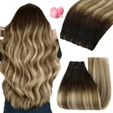 YoungSee Tressen Echthaar Balayage Echthaar Tressen 55CM Lang Haartressen Echthaar Extensions Tressen Echthaar Weft Hair Extensions Weave Extensions Echthaar Extensions Echthaar Tressen 100g #2