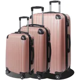 Nilpferd Handgepäck Koffer Set Reisekoffer mit Rollen Rollkoffer Trolley Handgepäck Reisekoffer Set Koffer Set 3 stück Sicherheit Zahlenschloß Handgepäck 4 Rollen (Roségold, Set)