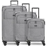 Redolz Essentials 12 THREE SET 4 Rollen Kofferset 3-teilig mit Dehnfalte grey2