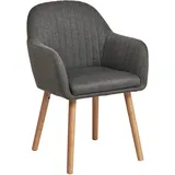 Livetastic Armlehnstuhl, Natur, Dunkelgrau, Holz, Textil, Eiche, massiv, rund, 56x82x57 cm, Esszimmer, Stühle, Esszimmerstühle, Armlehnenstühle
