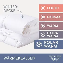 Excellent Daunenbettdecke + 3-Kammer-Kopfkissen "Venedig, 2-tlg, hergestellt in Deutschland, verschiedene Größen", weiß, B/L: 155cm x 220cm Anzahl Teile 1, B/L: 80cm x 80cm Anzahl Teile 1, Bezug: Baumwolle Füllung: Entendaune/-feder, polarwarm, Bettdecken Bezug: 