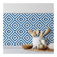 K&L Wall Art Fliesenaufkleber selbstklebend Klebefliese modern Skandinavisch Quadrate Blau