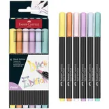 Faber-Castell Brush Pen Set 6 St. Pastell Schwarz/Mehrfarbig