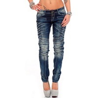 Cipo & Baxx Slim-fit-Jeans Low Waist Hose BA-WD255 Stonewashed im Biker Style mit Verzierungen blau 31