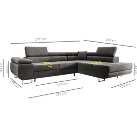 möbel punkt Ecksofa Samt 2-Sitzer Grau