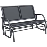 MODFU Garten Schaukelstuhl Sitzbank für 2 Personen 120x70x85 cm in Schwarz, Metallgestell mit atmungsaktivem Netzstoff, klassisches Design