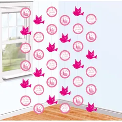 6 Gottes Segen Kommunion Hänger rosa 2m