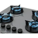 Klarstein Firetale Gaskochfeld 4-flammig 60 cm Aluminium-Brenner inkl. Schlauch und Druckminderer Mittelgrau