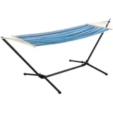 [en.casa] Hängematte Surte mit Gestell 200x100 cm Blau gestreift