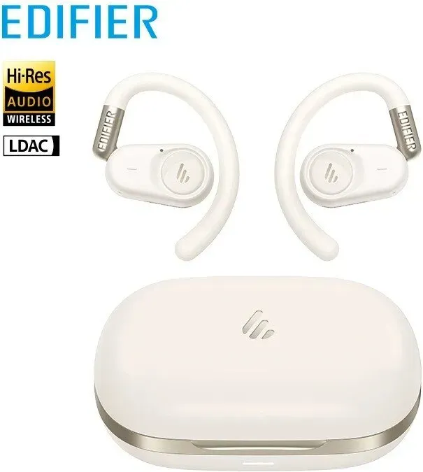 EDIFIER A6 Open-Ear-Kopfhörer, kabellose Bluetooth 5.4-Ohrhörer, LDAC Hi-Res-Audio, AI Clear Calls, verstellbare Ohrbügel, 40 Stunden Wiedergabezeit, Schnellladung, Multi-Point-Verbindung, IP55, Elfenbein