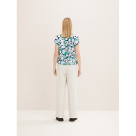 TOM TAILOR Damen Kurzarm-Bluse mit Muster , green flower design, 36