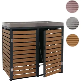 Mendler Mülltonnenverkleidung HWC-K14 124 x 134 x 84 cm teak-optik