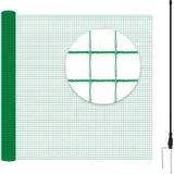 Woltu Geflügelnetz, Mobiler Zaun 20x0,9 m Feinmaschig, Hundezaun Gartenzaun Pfahlzaun Campingzaun Barrierezaun, mit 12 Pfählen Abspannseilen Bodenankern Kabelbindern, Grün