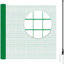 Woltu Geflügelnetz, Mobiler Zaun 20x0,9 m Feinmaschig, Hundezaun Gartenzaun Pfahlzaun Campingzaun Barrierezaun, mit 12 Pfählen Abspannseilen Bodenankern Kabelbindern, Grün