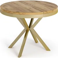 Runder Ausziehbarer Esstisch - Loft Style Tisch mit Goldenen Metallbeinen - 120 bis 200 cm - Industrieller Tisch für Wohnzimmer - Kompakt - 120 cm...