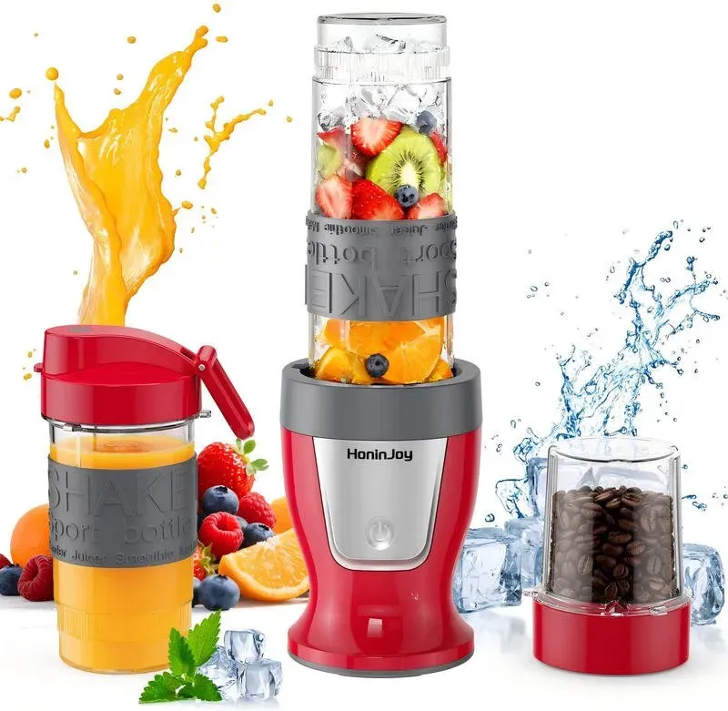 HoninJoy Smoothie-Mixer, 650W persönlicher Mixer für Shakes und Smoothies mit Mahlbecher & 2 BPA-freien tragbaren Bechern (20oz+14oz), tragbarer Mixer für Säfte, Smoothie-Maker für die Küche.