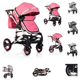 Moni Kinderwagen Gala Tragetasche Sportsitz umbaubar Wickeltasche Sitz umkehrbar rosa