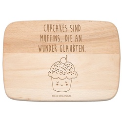 Mr. & Mrs. Panda Frühstücksbrett Cupcake – Transparent – Geschenk, Cupcakes, Frühstücksbrettchen, Küch, FSC Buchenholz, (1-St)