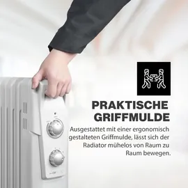 Clatronic Clatronic® Ölradiator | Effiziente mobile Heizung | elektrische Heizung mit 11 Rippen | 3 Stufen | Slimline Heizkörper | bis zu 50qm | 2300 W | RA... - Weiß