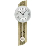 AMS Wanduhr moderne Pendeluhr mit Almheu-Einlage - AMS Modell: 5326 braun
