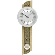 AMS Wanduhr moderne Pendeluhr mit Almheu-Einlage - AMS Modell: 5326 braun
