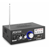 Fenton AV360BT Mini Verstärker mit Bluetooth, 2x40 Watt, MP3-Player Fernbedienung USB/SD FM-Radio Receiver - Kompakter Hi-Fi-Mini-Verstärker Stereo für Zuhause - Schwarz