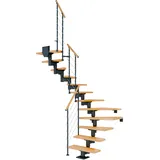 DOLLE Mittelholmtreppe Cork (Breite: 75 cm, 1/2-gewendelt, Anthrazitgrau, Farbe Stufen: Buche, Natur, Geschosshöhe: 259 – 315 cm)