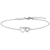 Julie Julsen Armband 925/- Sterling Silber rhodiniert 2 Herzen Zirkonia weiß 19 cm