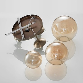 Lindby Teeja Deckenlampe, 3 Glaskugeln, amber