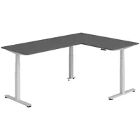 Bümö Eckschreibtisch Graphit, Silber, Nachbildung, Rechteckig, 160x74x240 cm, FSC