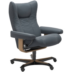 STRESSLESS Bürostuhl Wing Office Leder Blau Batick Atlantic Blue