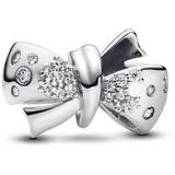 PANDORA Moments Funkelndes Schleifen Charm aus Sterling Silber mit Zirkonia, Kompatibel Moments Armbänder, 793442C01