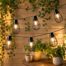 MARELIDA Lichterkette Metall 1,5m 8 Gitterlampen schwarz